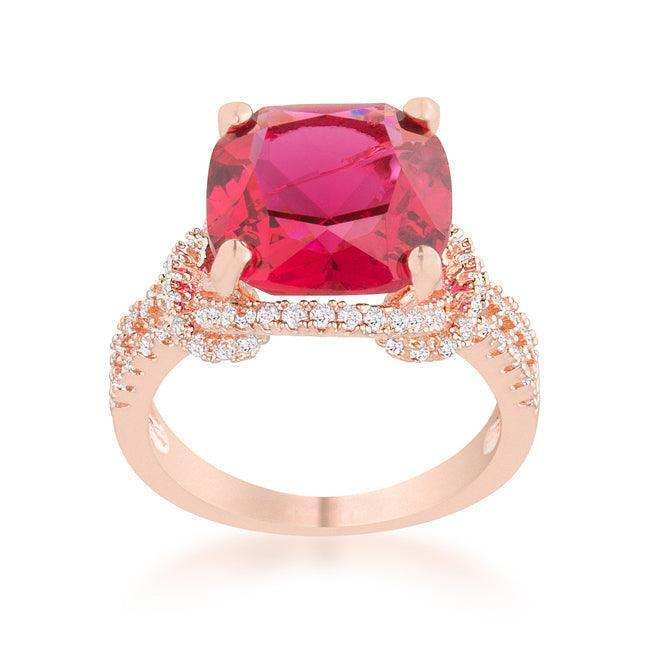 Charlene 6.2ct Ruby CZ Rose Gold Classic Statement Ring - JGI - Flyclothing LLC
