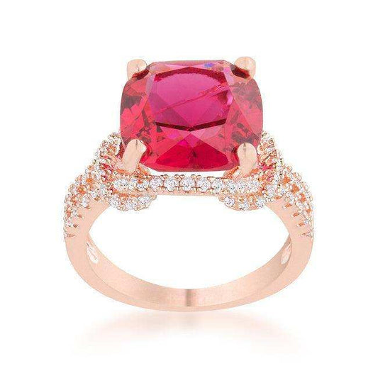 Charlene 6.2ct Ruby CZ Rose Gold Classic Statement Ring - JGI - Flyclothing LLC