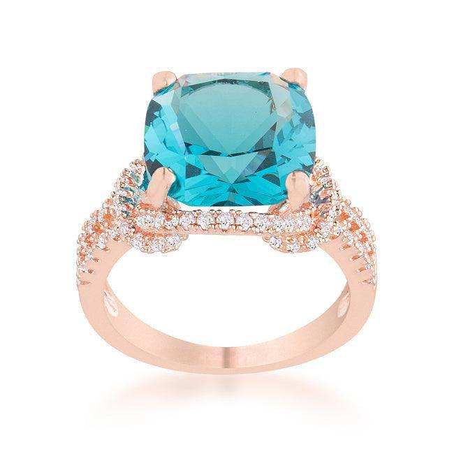 Charlene 6.2ct Aqua CZ Rose Gold Classic Statement Ring - JGI - Flyclothing LLC