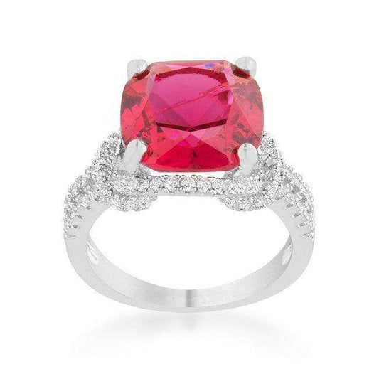 Charlene 6.2ct Ruby CZ Rhodium Classic Statement Ring - JGI - Flyclothing LLC