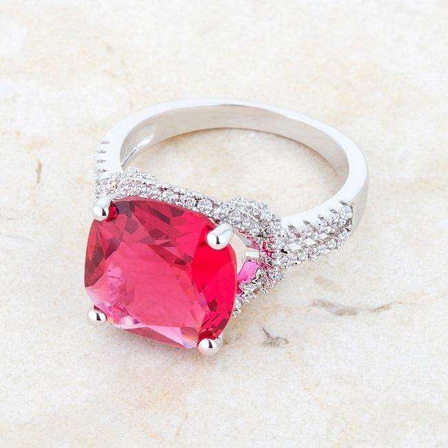 Charlene 6.2ct Ruby CZ Rhodium Classic Statement Ring - JGI - Flyclothing LLC