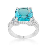 Charlene 6.2ct Aqua CZ Rhodium Classic Statement Ring - JGI - Flyclothing LLC