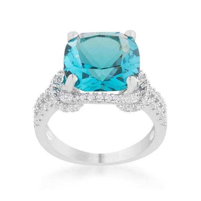 Charlene 6.2ct Aqua CZ Rhodium Classic Statement Ring - JGI - Flyclothing LLC