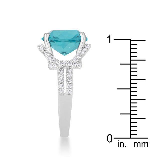 Charlene 6.2ct Aqua CZ Rhodium Classic Statement Ring - JGI