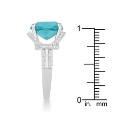 Charlene 6.2ct Aqua CZ Rhodium Classic Statement Ring - JGI
