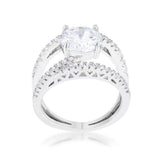 Girana 3ct Clear CZ Rhodium Contemporary Ring - JGI - Flyclothing LLC