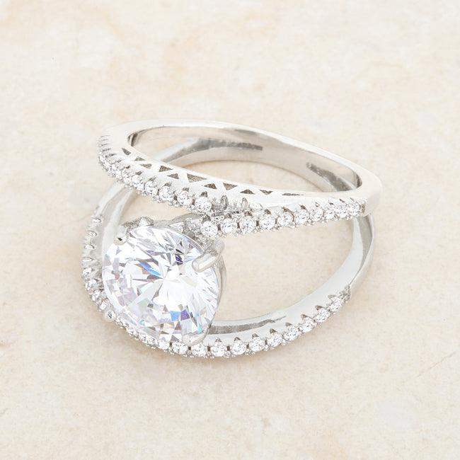 Girana 3ct Clear CZ Rhodium Contemporary Ring - JGI - Flyclothing LLC