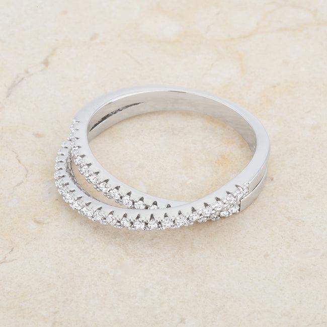 Mara 0.4ct CZ Rhodium Intertwined Simple Ring - JGI - Flyclothing LLC