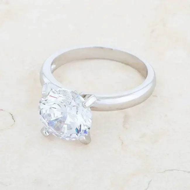 Hanna 4.4ct CZ Rhodium Classic Solitaire Ring - JGI - Flyclothing LLC