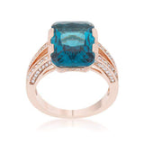 Rema 8.6ct Aqua CZ Rose Gold Emerald Classic Cocktail Ring - JGI - Flyclothing LLC