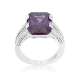 Rema 8.6ct Amethyst CZ Rhodium Emerald Classic Cocktail Ring - JGI - Flyclothing LLC