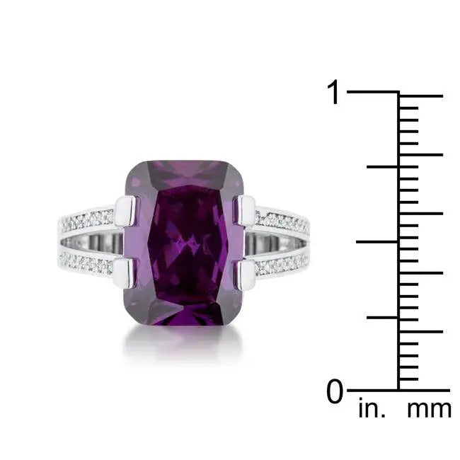 Rema 8.6ct Amethyst CZ Rhodium Emerald Classic Cocktail Ring - JGI - Flyclothing LLC