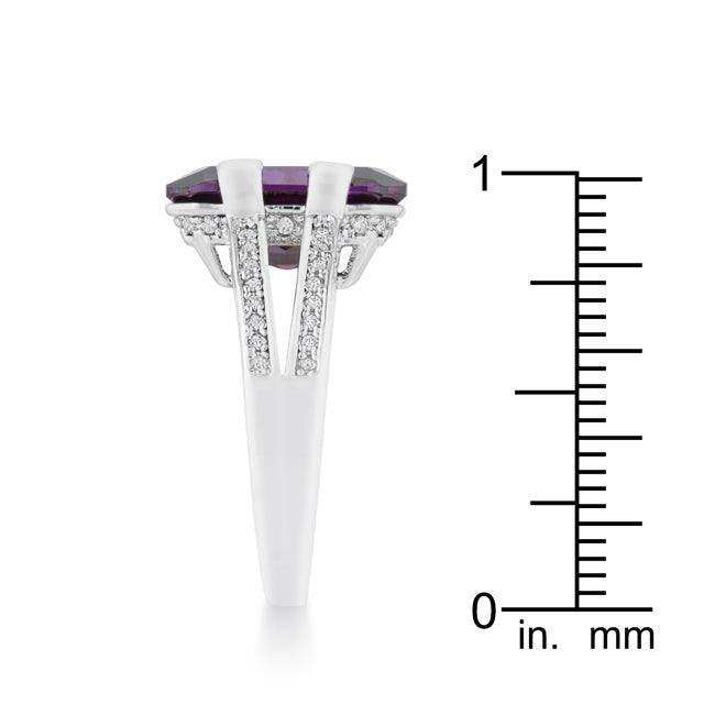 Rema 8.6ct Amethyst CZ Rhodium Emerald Classic Cocktail Ring - JGI - Flyclothing LLC
