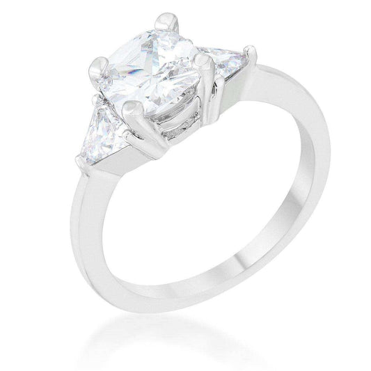 Shonda 1.8ct Clear CZ Rhodium Cushion Classic Statement Ring - JGI - Flyclothing LLC