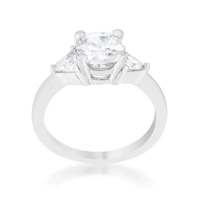 Shonda 1.8ct Clear CZ Rhodium Cushion Classic Statement Ring - JGI - Flyclothing LLC