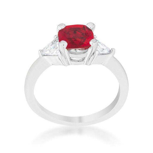 Shonda 1.8ct Garnet CZ Rhodium Cushion Classic Statement Ring - JGI - Flyclothing LLC