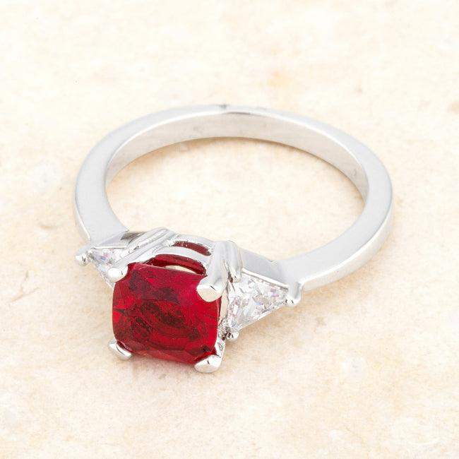 Shonda 1.8ct Garnet CZ Rhodium Cushion Classic Statement Ring - JGI - Flyclothing LLC