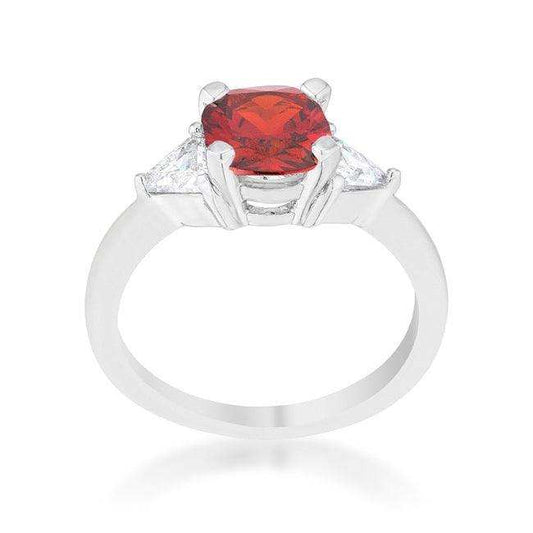 Shonda 1.8ct Ruby CZ Rhodium Cushion Classic Statement Ring - JGI - Flyclothing LLC