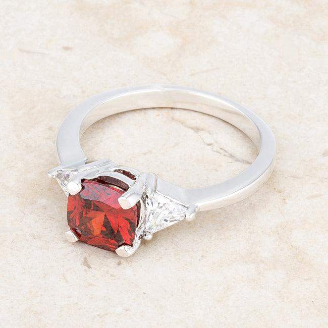Shonda 1.8ct Ruby CZ Rhodium Cushion Classic Statement Ring - JGI - Flyclothing LLC