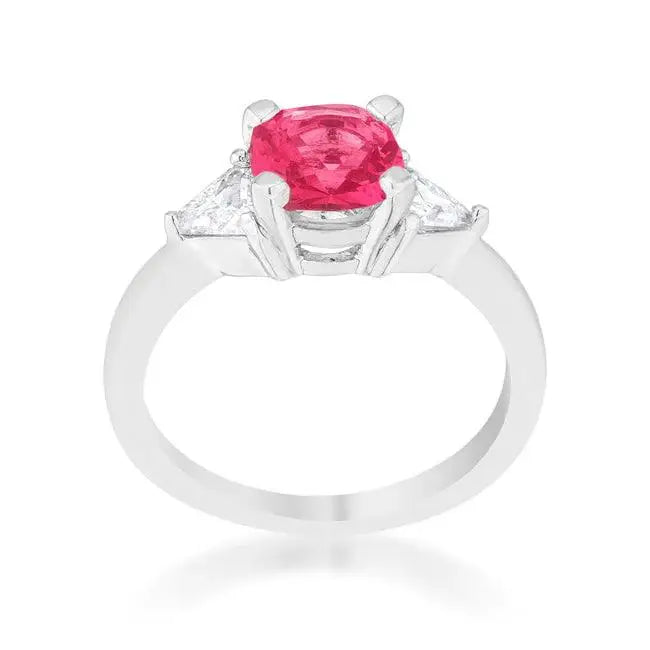 Shonda 1.8ct Fuchsia CZ Rhodium Cushion Classic Statement Ring - JGI - Flyclothing LLC