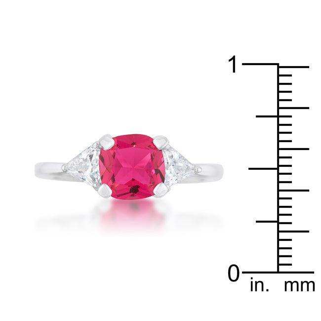 Shonda 1.8ct Fuchsia CZ Rhodium Cushion Classic Statement Ring - JGI - Flyclothing LLC