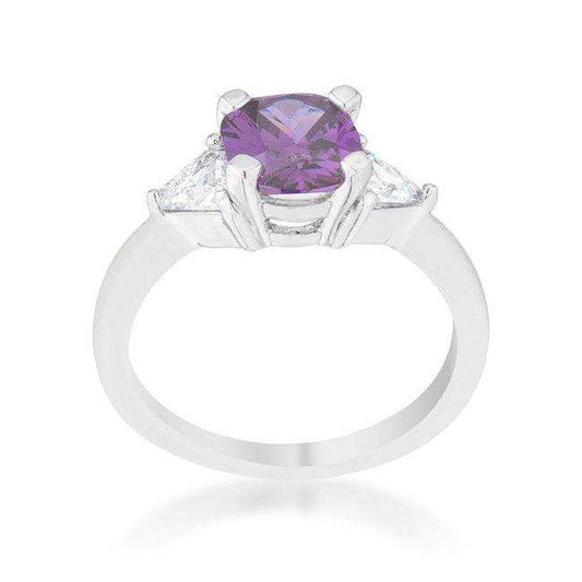 Shonda 1.8ct Amethyst CZ Rhodium Cushion Classic Statement Ring - JGI - Flyclothing LLC