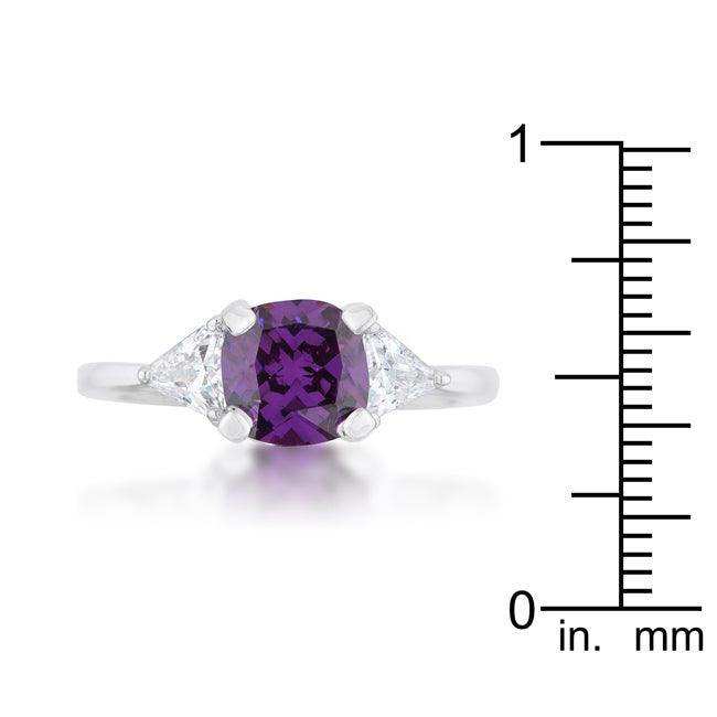 Shonda 1.8ct Amethyst CZ Rhodium Cushion Classic Statement Ring - JGI - Flyclothing LLC
