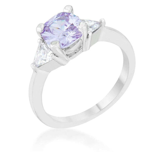 Shonda 1.8ct Lavender CZ Rhodium Cushion Classic Statement Ring - JGI - Flyclothing LLC