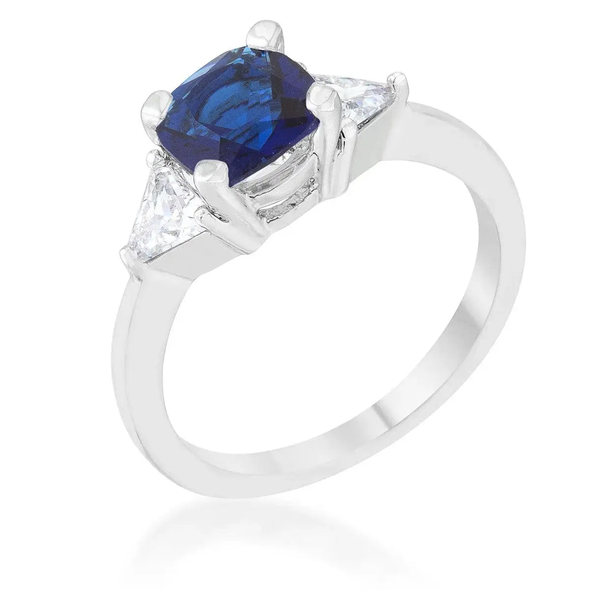Shonda 1.8ct Sapphire CZ Rhodium Cushion Classic Statement Ring - JGI - Flyclothing LLC
