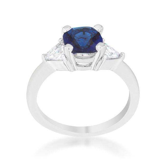 Shonda 1.8ct Sapphire CZ Rhodium Cushion Classic Statement Ring - JGI - Flyclothing LLC