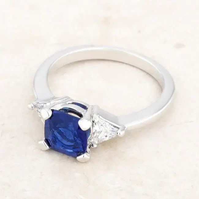 Shonda 1.8ct Sapphire CZ Rhodium Cushion Classic Statement Ring - JGI - Flyclothing LLC
