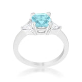 Shonda 1.8ct Blue Topaz CZ Rhodium Cushion Classic Statement Ring - JGI - Flyclothing LLC