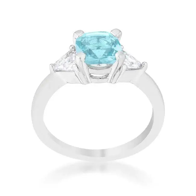 Shonda 1.8ct Blue Topaz CZ Rhodium Cushion Classic Statement Ring - JGI - Flyclothing LLC