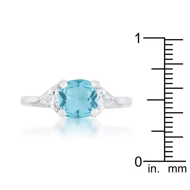 Shonda 1.8ct Blue Topaz CZ Rhodium Cushion Classic Statement Ring - JGI - Flyclothing LLC