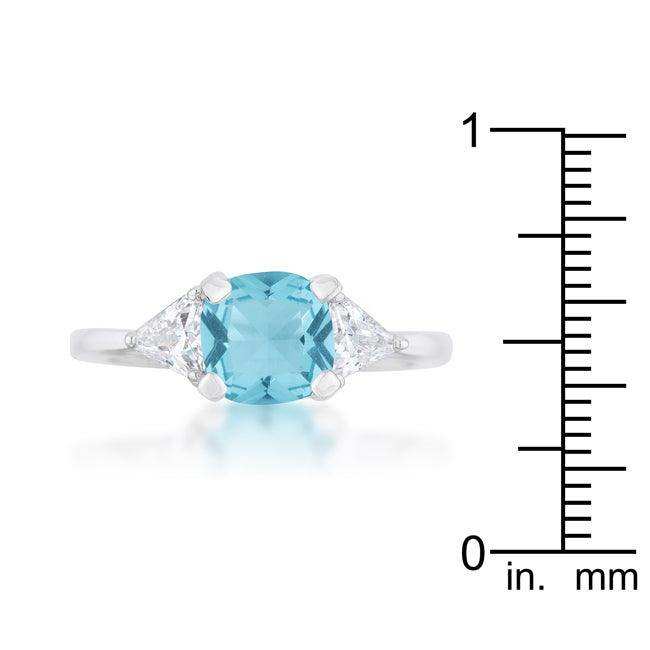 Shonda 1.8ct Blue Topaz CZ Rhodium Cushion Classic Statement Ring - JGI - Flyclothing LLC