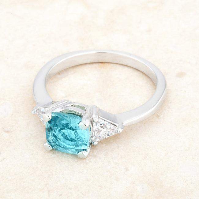 Shonda 1.8ct Blue Topaz CZ Rhodium Cushion Classic Statement Ring - JGI - Flyclothing LLC