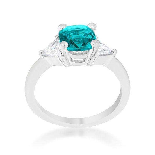 Shonda 1.8ct Aqua CZ Rhodium Cushion Classic Statement Ring - JGI - Flyclothing LLC