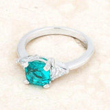 Shonda 1.8ct Aqua CZ Rhodium Cushion Classic Statement Ring - JGI - Flyclothing LLC