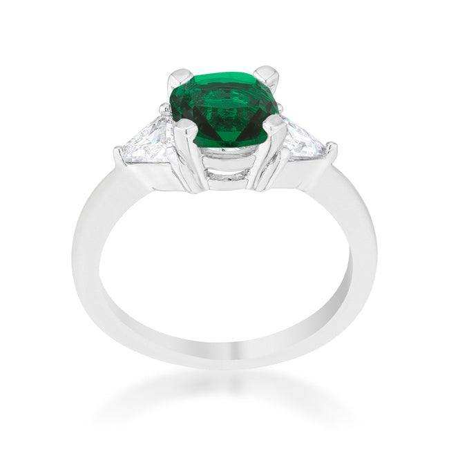 Shonda 1.8ct Emerald CZ Rhodium Cushion Classic Statement Ring - JGI - Flyclothing LLC