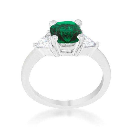 Shonda 1.8ct Emerald CZ Rhodium Cushion Classic Statement Ring - JGI - Flyclothing LLC