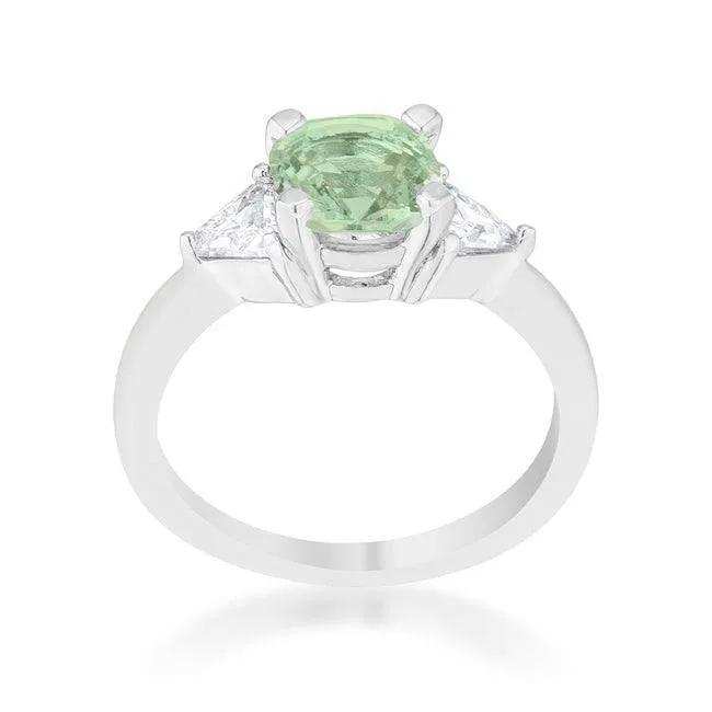 Shonda 1.8ct Peridot CZ Rhodium Cushion Classic Statement Ring - JGI - Flyclothing LLC