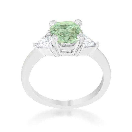 Shonda 1.8ct Peridot CZ Rhodium Cushion Classic Statement Ring - JGI - Flyclothing LLC