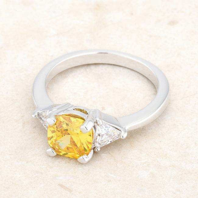 Shonda 1.8ct Canary CZ Rhodium Cushion Classic Statement Ring - JGI - Flyclothing LLC