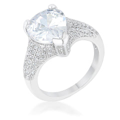 Rhyne 5.8ct CZ Rhodium Pear Cocktail Ring - JGI