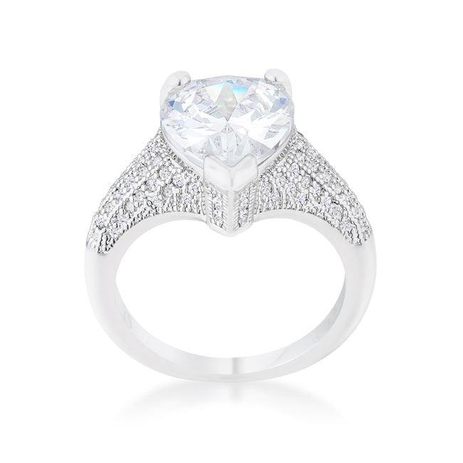 Rhyne 5.8ct CZ Rhodium Pear Cocktail Ring - JGI