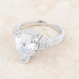Rhyne 5.8ct CZ Rhodium Pear Cocktail Ring - JGI - Flyclothing LLC