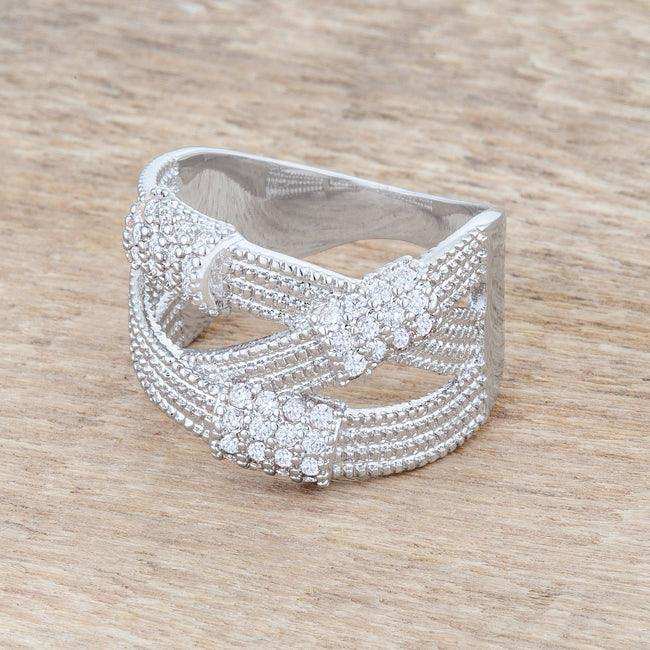 Peyton 0.36ct CZ Rhodium Wide Cable Statement Ring - JGI - Flyclothing LLC