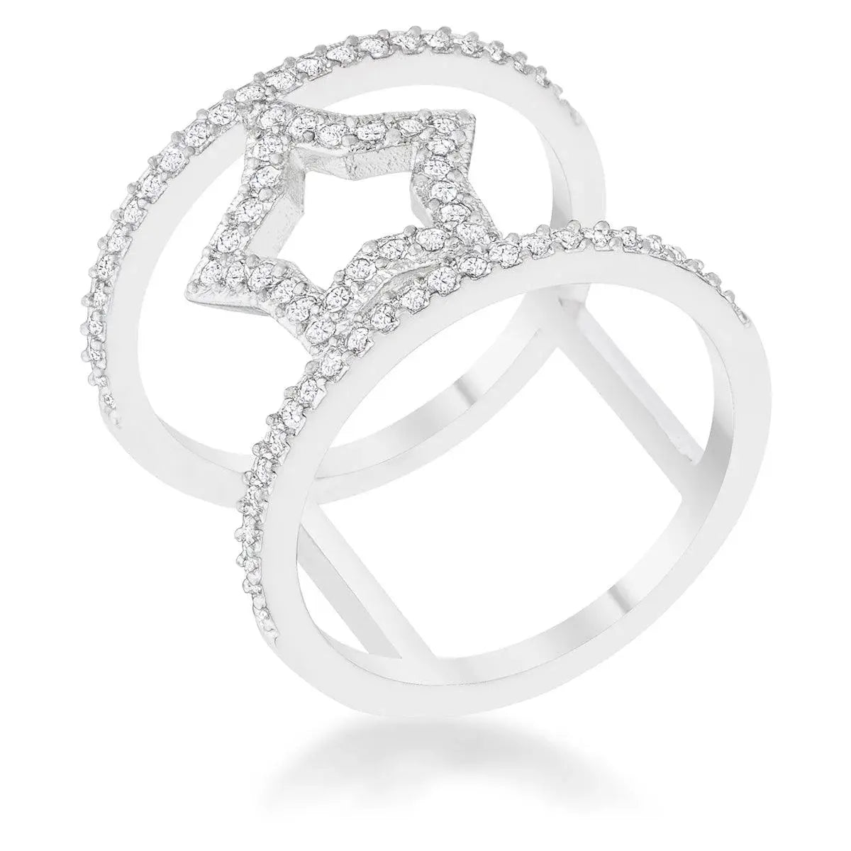 Nailey 0.75ct CZ Rhodium Star Contemporary Ring - JGI - Flyclothing LLC