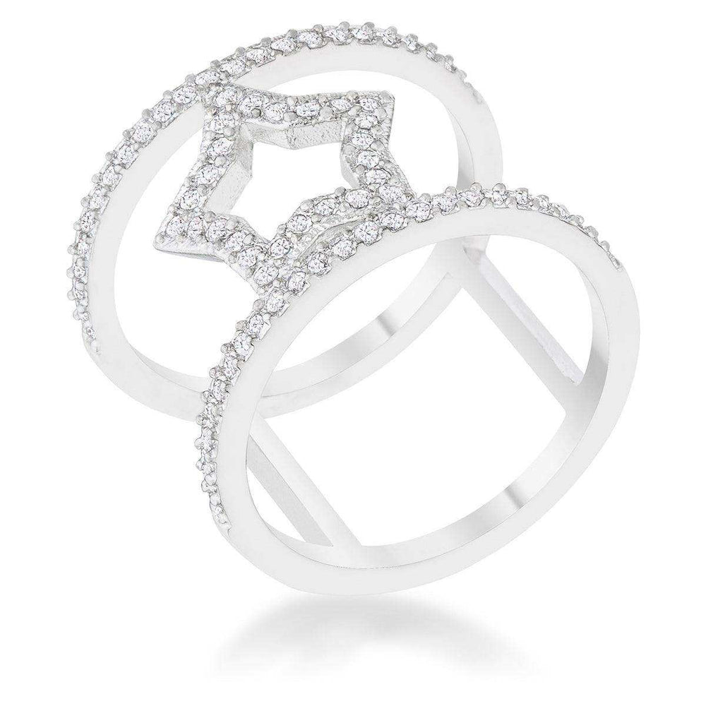 Nailey 0.75ct CZ Rhodium Star Contemporary Ring - JGI - Flyclothing LLC