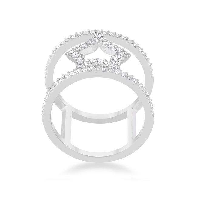 Nailey 0.75ct CZ Rhodium Star Contemporary Ring - JGI - Flyclothing LLC
